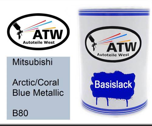 Mitsubishi, Arctic/Coral Blue Metallic, B80: 500ml Lackdose, von ATW Autoteile West.